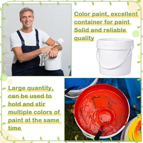 Miniatura 4 de Leinuosen 8 cubos de plástico con asa y tapa, duradero, resistente, seguro para alimentos, contenedor para almacenamiento multiusos, pintura