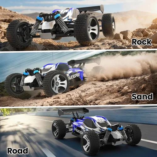 Miniatura 4 de SIMREX Coche RC 4WD a escala 1:18 Camión de control remoto todoterreno de alta velocidad de 40+MPH Transmisión totalmente metálica y chasis