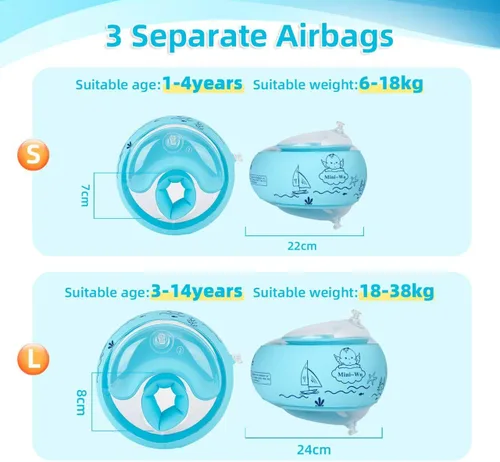 Miniatura 3 de Flotadores inflables de brazo para niños, bandas de brazo de natación rosa y azul para piscina, flotadores de brazo para piscina, alas de agua