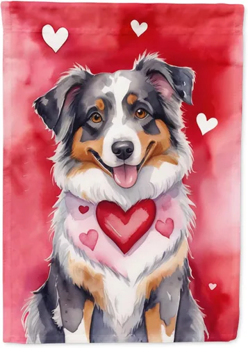 Miniatura 133 de Caroline's Treasures DAC5292CHF - Bandera de Border Collie My Valentine House para porche, grande, con manga para porche, para colgar en la pared