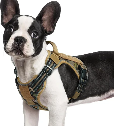 Miniatura 15 de rabbitgoo - Arnés para perros pequeño sin tirones, chaleco táctico de servicio con Molle y asa de control, arnés militar ajustable y reflectante