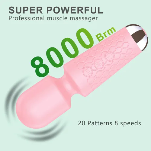 Miniatura 2 de Masajeador personal de espalda, masajeador de mano impermeable y recargable, 20 velocidades, 8 patrones, masaje de vibración, perfecto para Rosa