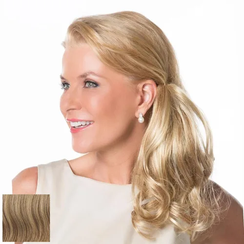 Miniatura 19 de Toni Brattin Playful Puf Hairpiece – Negro 10.5 pulgadas largo ondulado rizado postizo de clip hecho de fibra sintética resistente al calor
