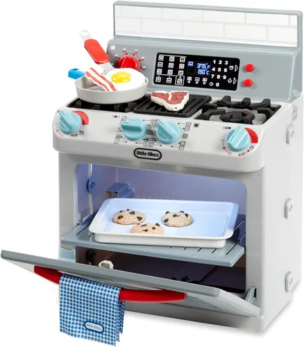 Little Tikes First Oven - Electrodoméstico de juego de simulación realista para niños, cocina de juego con 11 accesorios y sonidos de cocina