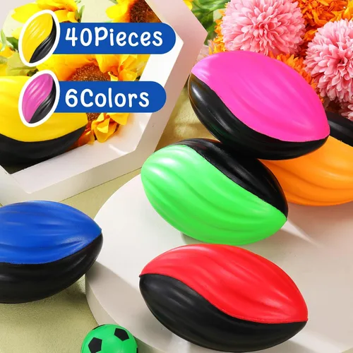 Miniatura 6 de Woanger 40 mini bolas de fútbol de espuma en espiral de dos tonos, a granel de 5 pulgadas, suaves, pequeñas, impermeables, para niños, juguetes