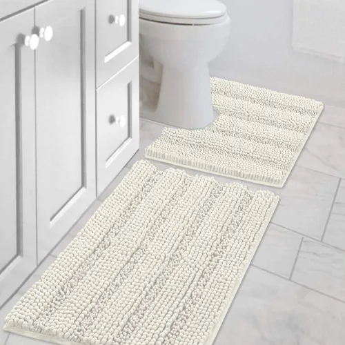 Miniatura 138 de H.VERSAILTEX - Alfombras de baño, juego de 2 piezas, alfombra de contorno para baño, juego de alfombras para inodoro, alfombra antideslizante