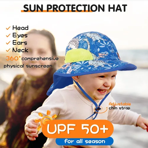 Miniatura 19 de Sombrero de sol para bebé, sombreros de protección solar para niños pequeños, UPF 50+, gorra de playa de verano al aire libre para niños y niñas