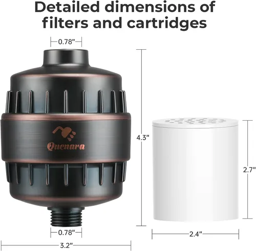 Miniatura 8 de Filtro de ducha mejorado, filtro de cabezal de ducha de 20 etapas con 2 cartuchos de filtro reemplazables, filtro de agua de ducha de alto