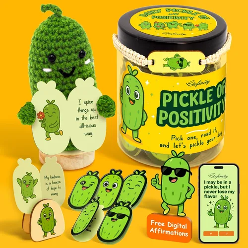 Miniatura 11 de Stofinity Tarro de 60 tarjetas de afirmación de pepinillos positivos – Regalo de aliento, positividad y apoyo emocional para niñas adolescentes
