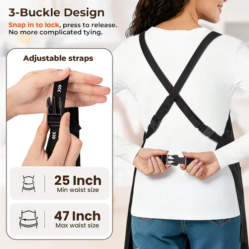 Miniatura 3 de Noverlife Hair Stylist Apron with 4 Pockets, Hair Resistant 34 Inch Long Hairdresser Aprons w/Adjustable Strap for Salon