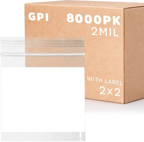 Miniatura 7 de GPI - Mini bolsas con cremallera de 1 x 1 pulgada, paquete de 1000 bolsas de plástico transparente con cierre con cremallera con bloque blanco