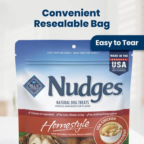 Miniatura 4 de Blue Buffalo Nudges Homestyle - Golosinas naturales para perros, fabricadas en los Estados Unidos con pollo, guisantes y zanahorias reales, bolsa