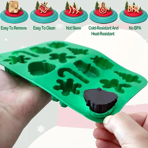 Miniatura 3 de Moldes de silicona para chocolate de Navidad, paquete de 5 moldes de silicona para dulces de Navidad con 20 bolsas de dulces de Navidad