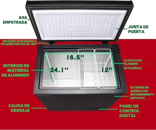 Miniatura 3 de DEMULLER Congelador profundo de 3.5 pies cúbicos con panel de visualización de temperatura, mini congelador con cesta extraíble, adecuado