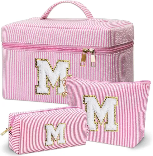 Miniatura 14 de Bolsa de maquillaje Adoryoung 3 piezas rosa+azul, Azul, A