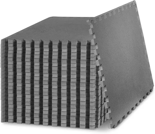 Miniatura 14 de ProsourceFit Alfombrilla de Ejercicio de Rompecabezas Extra Gruesa de ¾" y 1", Baldosas Entrelazadas de Espuma EVA para Suelo de Entrenamiento Gris