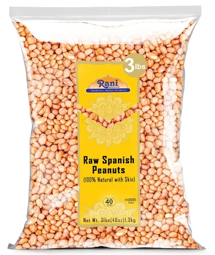 Miniatura 34 de Cacahuetes Rani, enteros crudos con piel (sin cocer, sin sal) 80 onzas (5 libras) 5.0 lbs a granel ~ Todo natural Vegano Kosher Apto