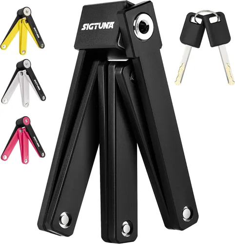 Miniatura 8 de SIGTUNA Candado plegable para bicicletas - Candado resistente de acero endurecido de 8mm con montaje fácil, bloqueo seguro y revestimiento