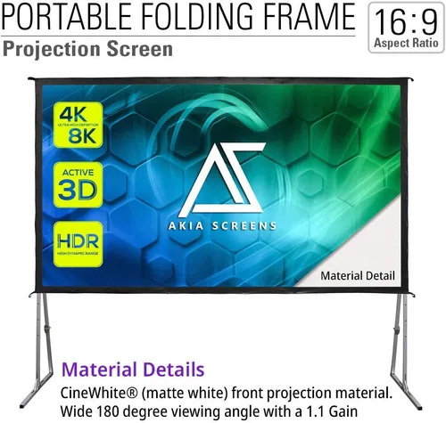 Miniatura 2 de Akia AK-OS145H1 - Pantalla de proyector de 145 pulgadas con soporte y bolsa de transporte para uso en interiores y exteriores - Pantalla portátil