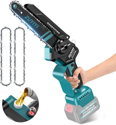 Mini motosierra inalámbrica de 6 pulgadas para batería Makita de 18 V, motosierra pequeña de mano sin escobillas con engrasador automático,