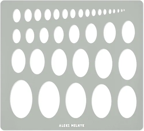 Aleks Melnyk No.210 Plantilla de elipse de metal, plantilla, plantilla geométrica, maestro de elipse, herramienta ovalada de arte, dibujo