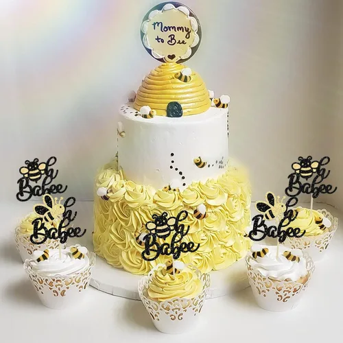 Miniatura 6 de 24 adornos para cupcakes de abejorro con purpurina Oh Babee, decoraciones para temática de abejas, baby shower, niños, suministros de decoración