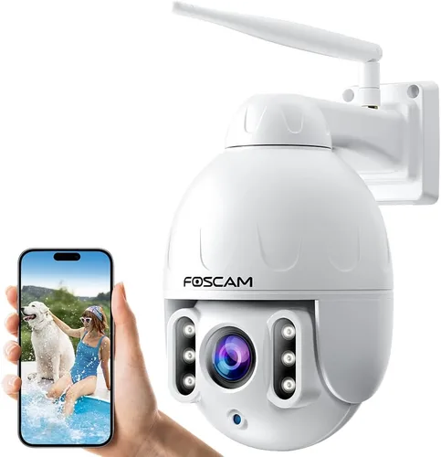 FOSCAM Cámara de seguridad SD4 2k 4MP para exteriores, cámara de vigilancia IP PTZ WiFi 5G/2.4GHz con zoom óptico 4X, detección humana inteligente
