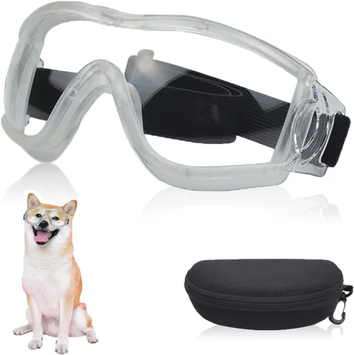 Miniatura 9 de Gafas de sol para perros para mascotas medianas y grandes, protección UV, protección contra el viento, protección contra el polvo, correa ajustable