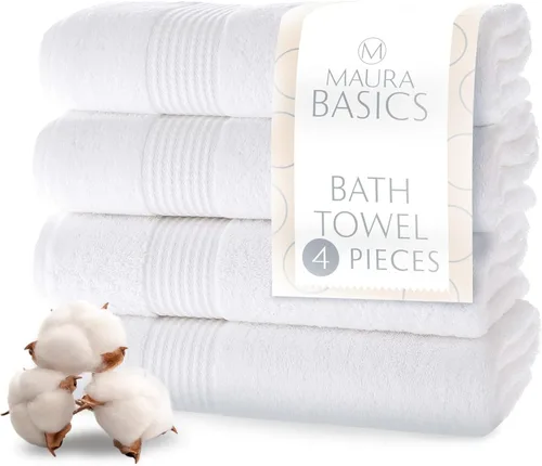 Miniatura 52 de MAURA Basics - Toallas de baño de 100 % algodón turco con bucles de gancho. Juego de toallas de felpa absorbentes de lujo extra grandes para baño