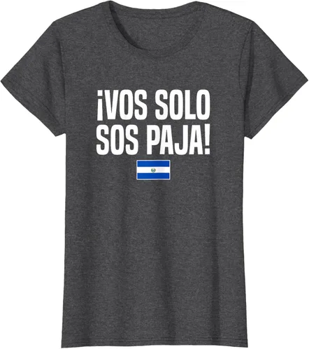 Miniatura 6 de Camiseta Vos Solo Sos Paja Salvadoran Slang Bandera de El Salvador, Negro
