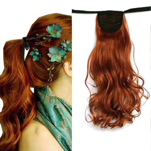 Miniatura 35 de Extensión de cabello sintético rizado con clip, cola de caballo larga, con clip, para niñas, mujeres y mujeres