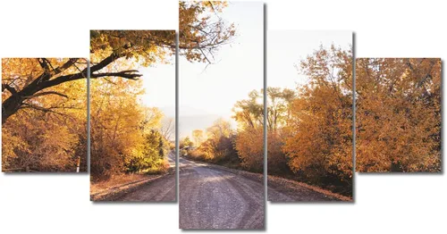 Miniatura 112 de TUMOVO Lienzo decorativo para pared de sala de estar, 5 paneles de naturaleza, Alaska, Estados Unidos, autopista alrededor de montañas, paisaje
