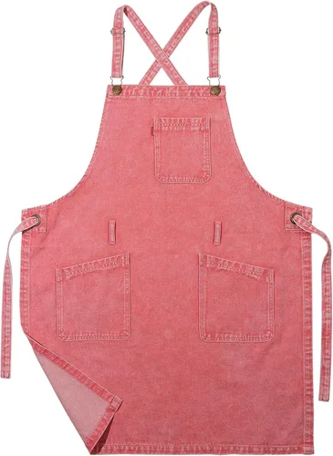 Miniatura 13 de Delantal de Chef de Mezclilla para Mujeres con Bolsillos, Delantal de Cocina de Camarera de Jean para Hombres para Cocinar Jardinería Pintura