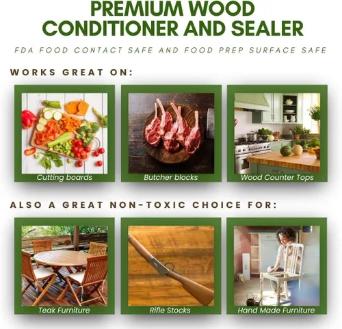 Miniatura 5 de Wood Master's Secret - Tabla de cortar no tóxica, apta para alimentos, acondicionador y sellador. Supera las regulaciones de superficies de contacto
