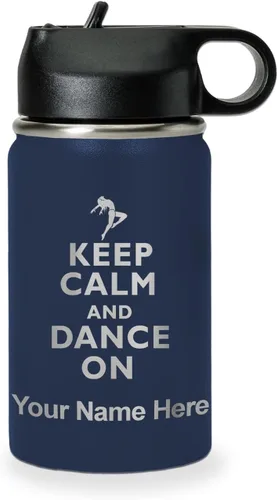 Miniatura 19 de LaserGram Botella de agua personalizada, mantén la calma y baila, acero inoxidable de doble pared aislada al vacío con popote superior, regalo Rosa