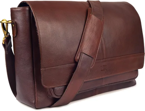 Miniatura 9 de LEATHER VILLAGE Bolso Mensajero de Cuero Vintage–Morral Hecho a Mano de 15.5" para Hombres y Mujeres– Bolso de Hombro para Oficina, Viajes y Uso
