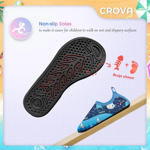 Miniatura 4 de CROVA Zapatos de agua para niños pequeños, calcetines acuáticos de secado rápido, antideslizantes, zapatos deportivos para niños y niñas pequeños