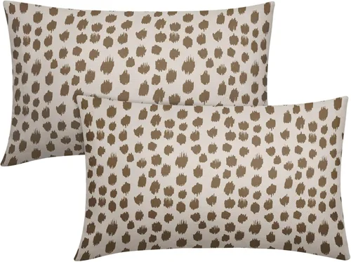 Miniatura 13 de Fundas de almohada marrón y blancas de 18 x 18 pulgadas, juego de 2 almohadas boho grises con lunares, fundas de almohada modernas estampadas