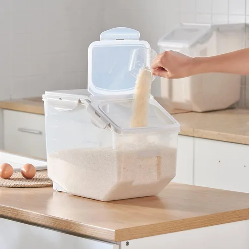 Miniatura 5 de HANAMYA Contenedor de almacenamiento de arroz de 10 litros / 20 libras con taza medidora, sin BPA, para arroz Grano Alimento para mascotas