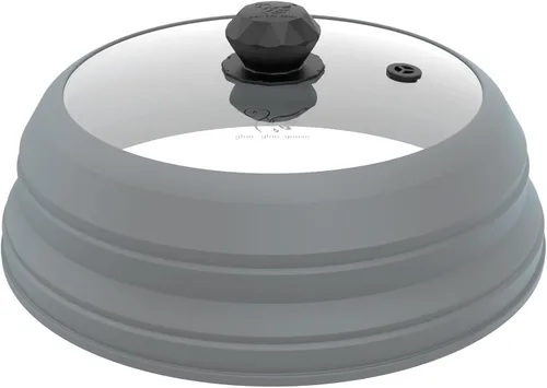 Miniatura 9 de Cubierta para salpicaduras de microondas, tapa protectora de salpicaduras de vidrio ventilado con silicona plegable para alimentos como placa