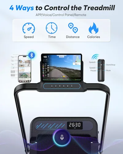 Miniatura 4 de Cardirun - Caminadora plegable con inclinación, almohadilla compacta para caminar con barra de seguridad, caminadora de 3.0HP silenciosa para usar