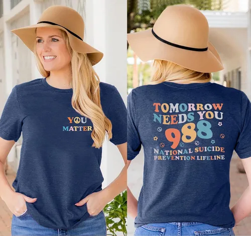 Miniatura 3 de FASHGL Mental Health Matters - Camiseta para mujer 988 para prevención del suicidio, camiseta divertida para terapeuta y psicólogo