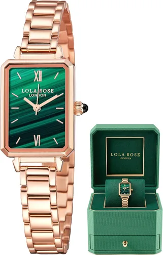 Lola Rose Classic Womens Watch with Gemstone Inspiration Ladies Rose Gold Stainless Steel Strap Watch Classic Gift for Women