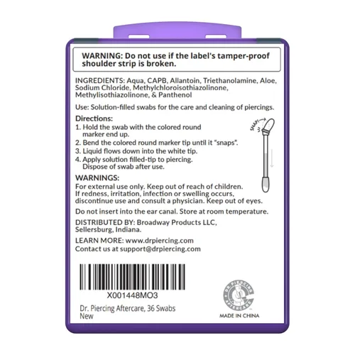 Miniatura 9 de Dr. Piercing Aftercare Hisopos – Solución salina para la limpieza de aretes, nariz, vientre y oído – Lavado salino suave para una experiencia