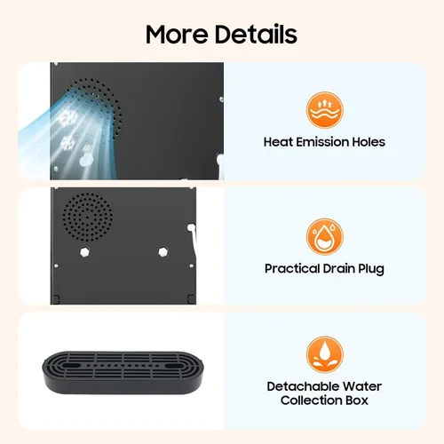 Miniatura 6 de Dispensador de enfriador de agua de carga inferior con agua fría caliente o agua ambiente, 3 ajustes de temperatura, calefacción de 500 W