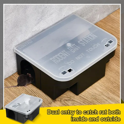 Miniatura 5 de Qualirey Estación de ratas de 8.86 x 7.28 x 3.62 pulgadas, caja de control de roedores con tapa que se abre, estación de colocación de cebo