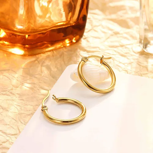 Miniatura 7 de Jstyle 3-4pares de aretes argollas de acero inoxidable, aro de 10mm-50mm para mujer