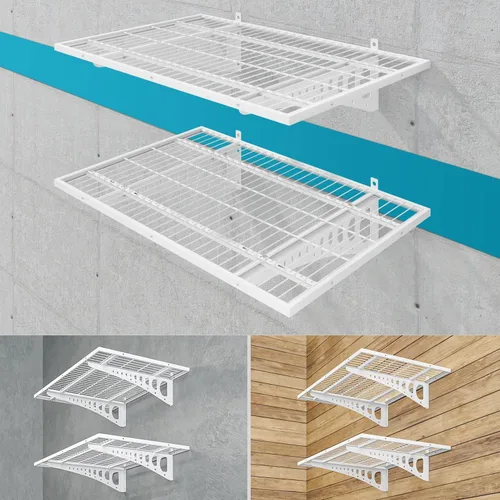 Paquete de 2 estantes de pared de garaje de 2 x 3 pies (24 x 36 pulgadas), capacidad de carga de 500 libras, estantes montados en la pared de