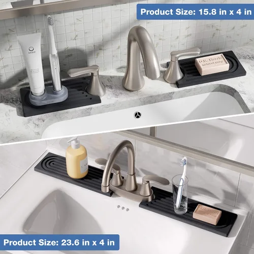 Miniatura 7 de DK177 Tapete para grifo para fregadero de cocina, bandeja de piedra absorbente de agua para fregadero, tapete de grifo de secado rápido