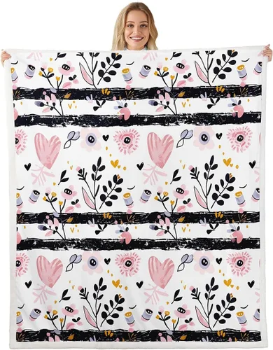 Miniatura 21 de Manfei Rustic Floral Flannel Fleece Throw Blanket 40"x50" Blooming Flowers Fuzzy Blanket for Sofa Couch Retro Plant Farmhouse All Season Bed Dark